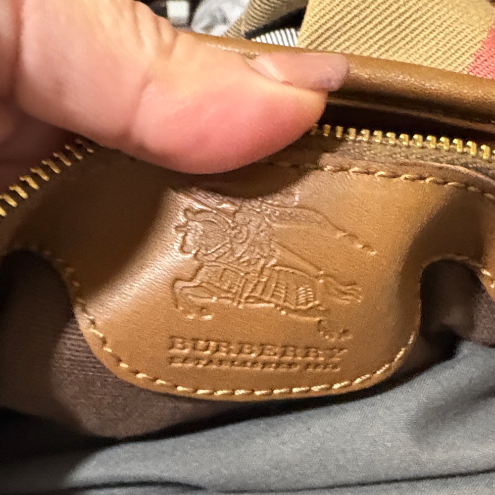 Burberry Tan and Brown Checkered studded Shoulder Bag - Picture 10 of 10